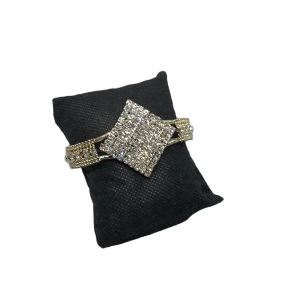VINTAGE rhinestone statement glam art deco style clamper hinge formal bracelet.